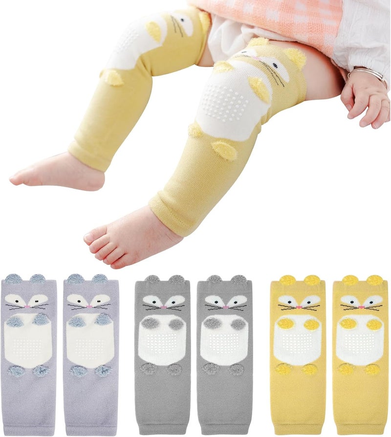 XEPST Pack of 3 Toddler Baby Leg Warmers, Cute Animal Pattern Long Legwarmers Knee Socks Baby Knee Protector Leg Sleeves Leggings for Baby Kids Toddlers Boys 0-3 Years, One Size (Fox) - Image 1